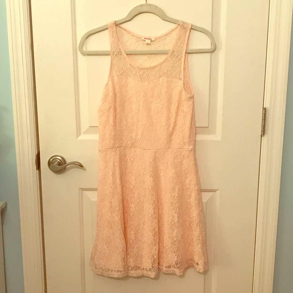 Blush pink floral lace dress by Pinky